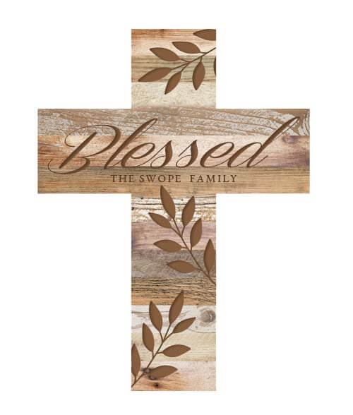 personalized faux wood cross