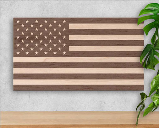Solid Wood Us Flag