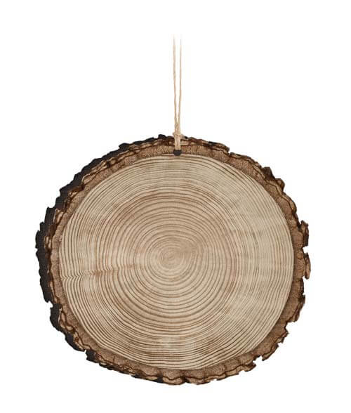 faux wood sliced log ornament