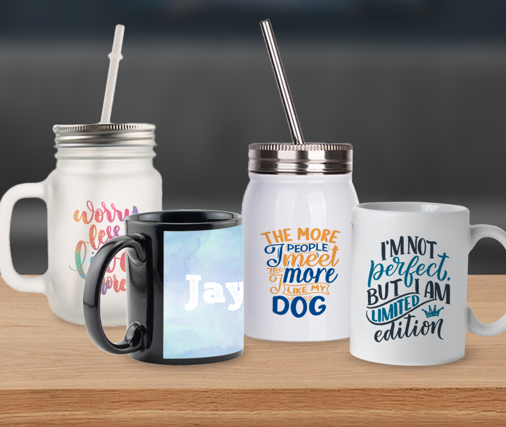 coffee mugs and jars